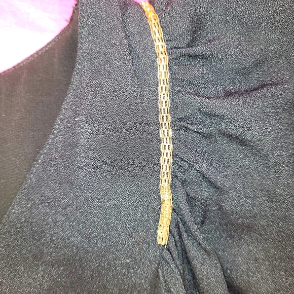 BASIC DRESS SMALL NEW VISCOSE-LINED BLACK CRAPE DRESS WITH ROSE DETAIL - Picture 9 of 14